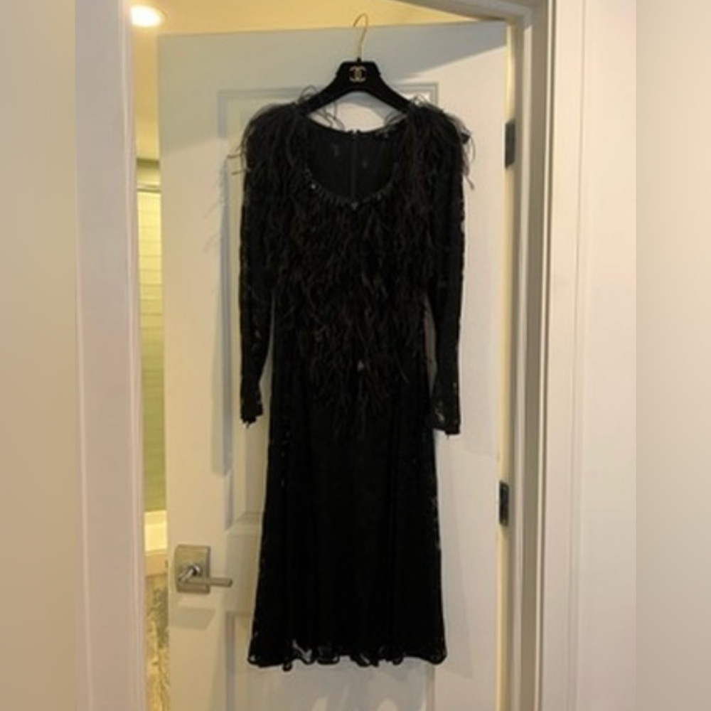 2022 Chanel ostrich trim dress